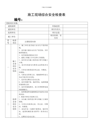 施工现场综合安全检查表2