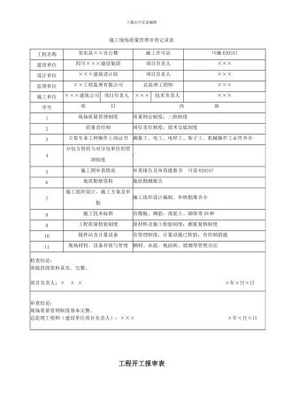 施工现场质量管理审查记录表