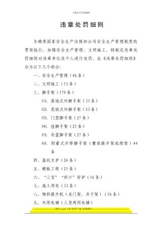 施工现场违章处罚细则