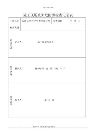 施工现场重大危险源检查记录表