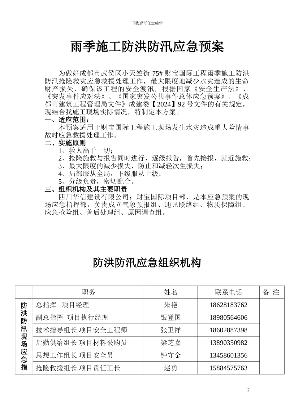 施工现场防洪防汛应急预案1财富国际_第2页