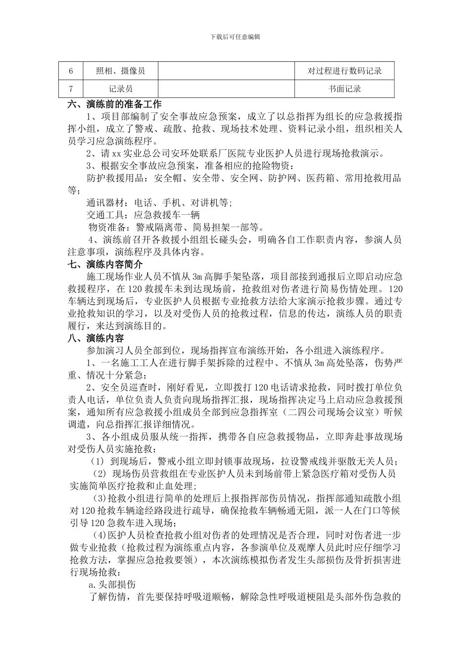 施工现场防高空坠落应急演练活动方案_第3页