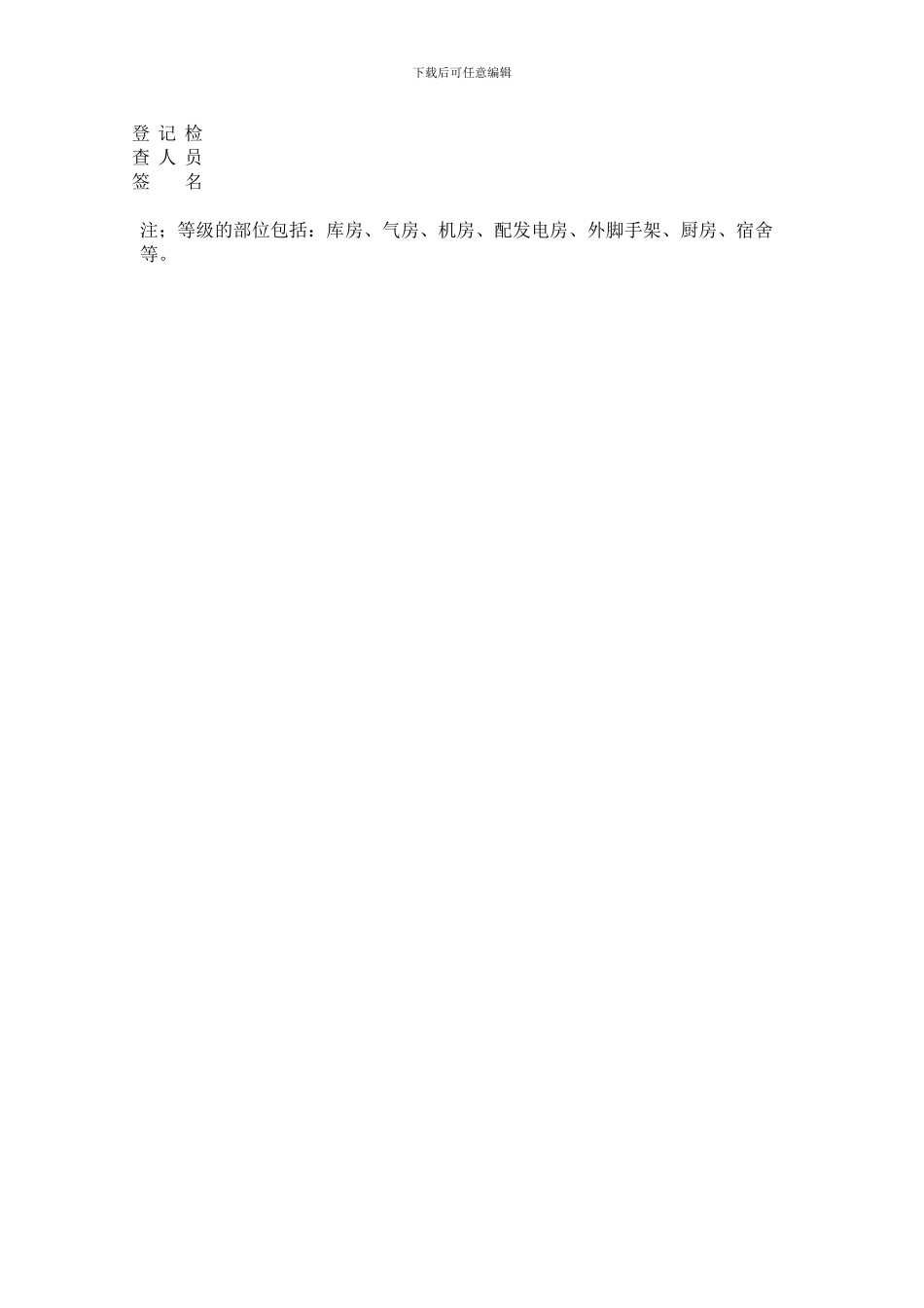 施工现场防火重点部位登记检查表_第2页