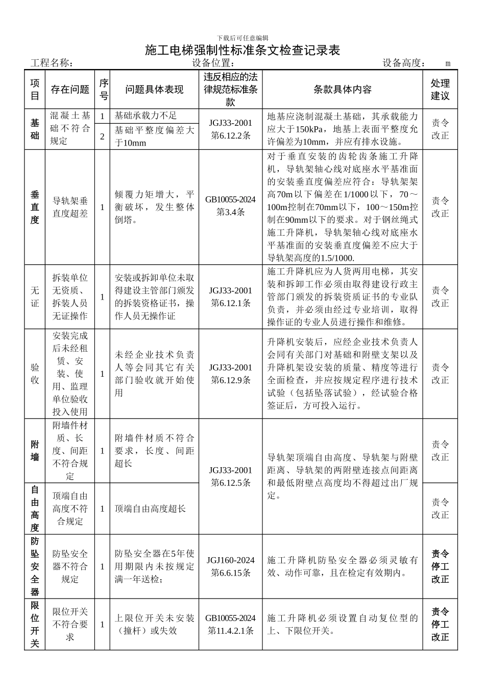 施工电梯强制性标准条文内容_第1页