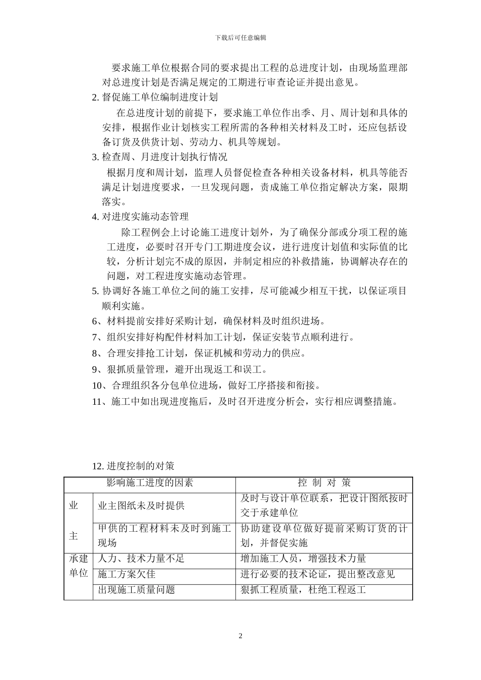 施工监理进度控制方案_第2页