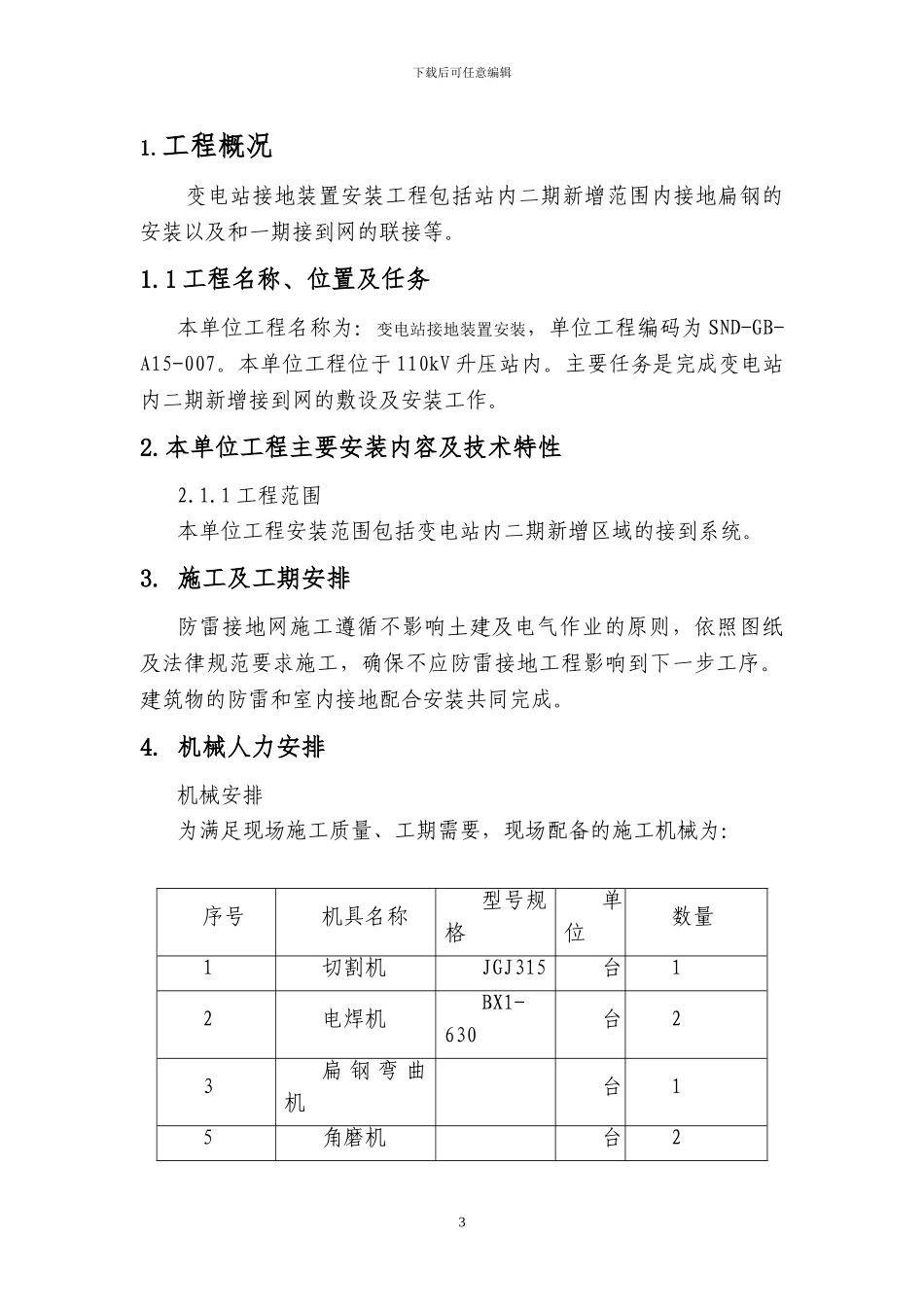 施工管理工作报告(变电站接地装置安装)_第3页