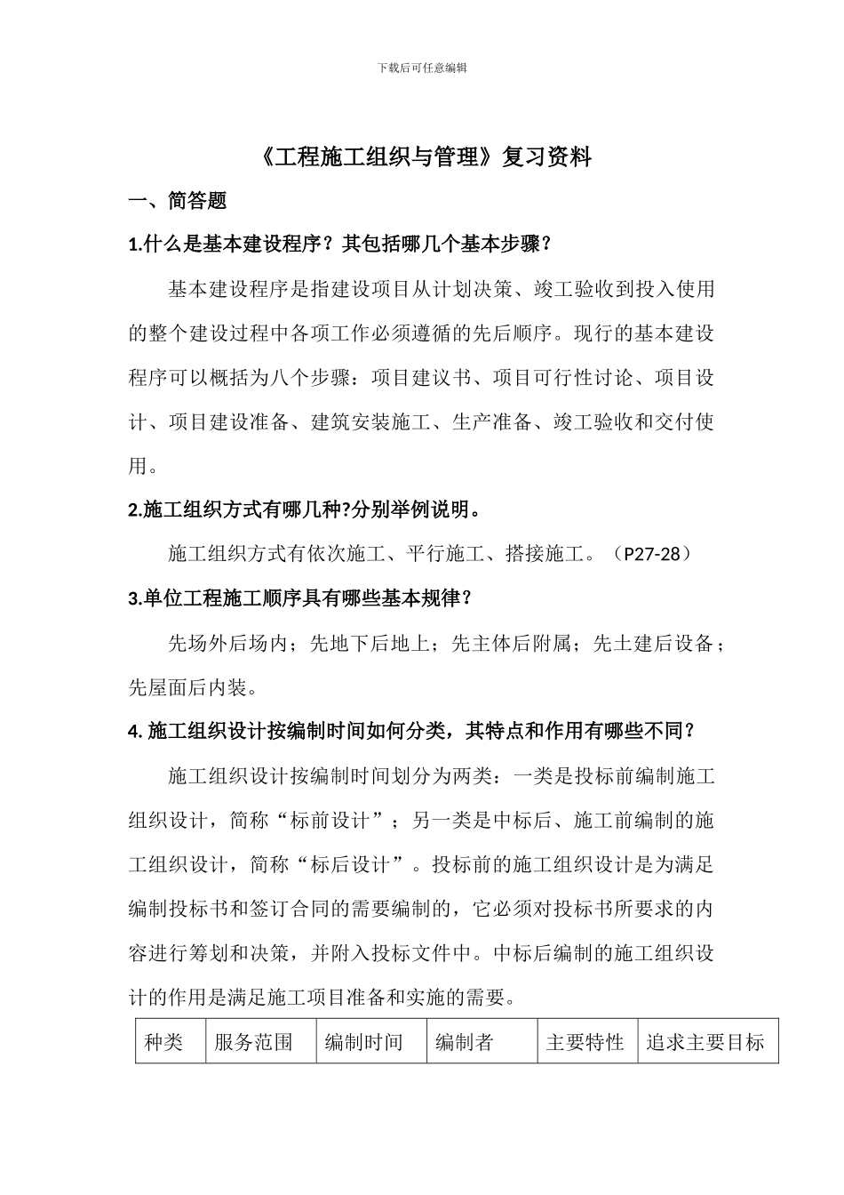 施工组织与管理复习资料_第1页