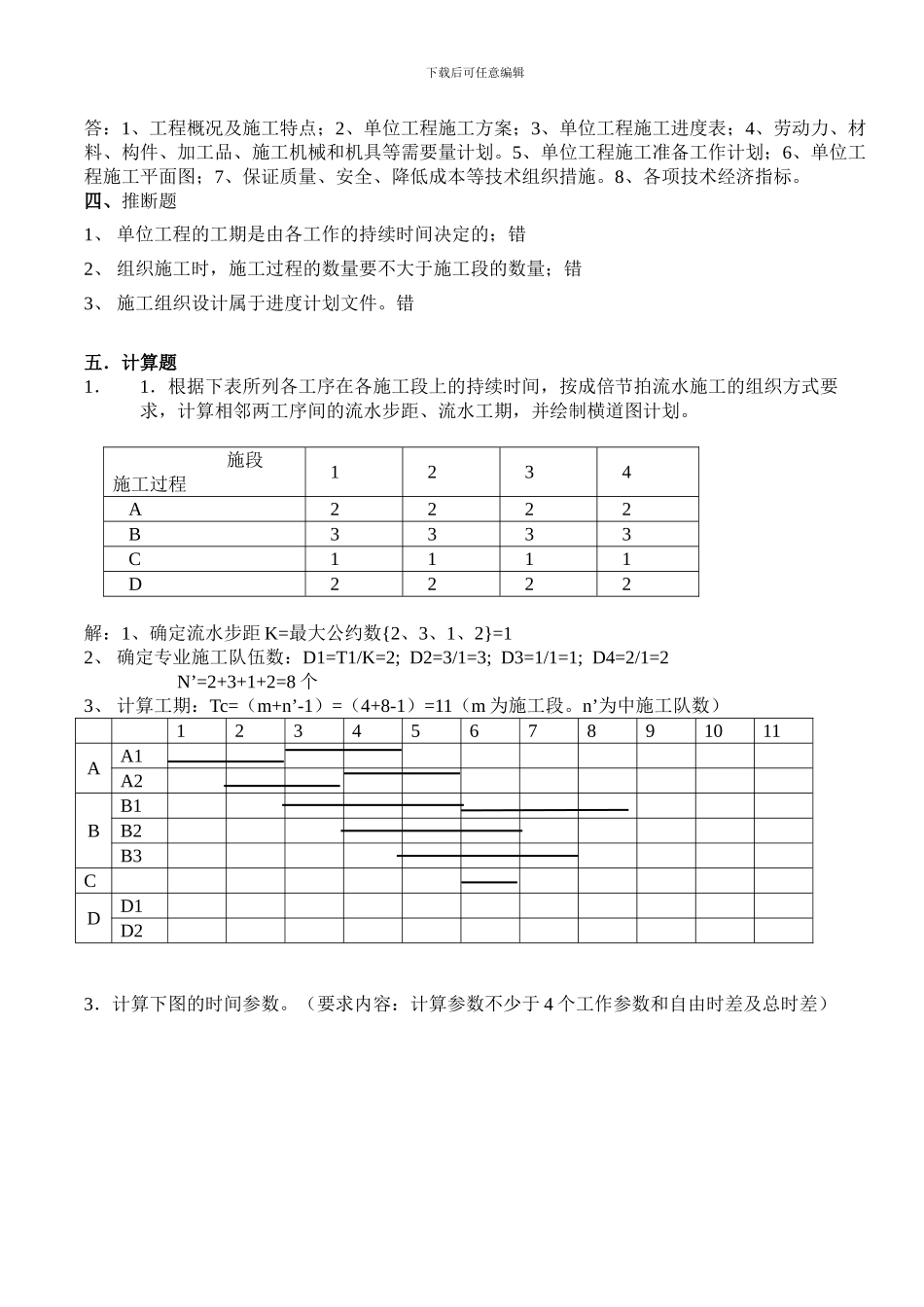 施工组织五套试卷答案_第2页