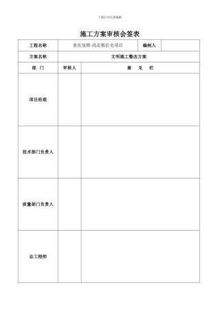 施工组织设计会签表、审批流程及报审说明