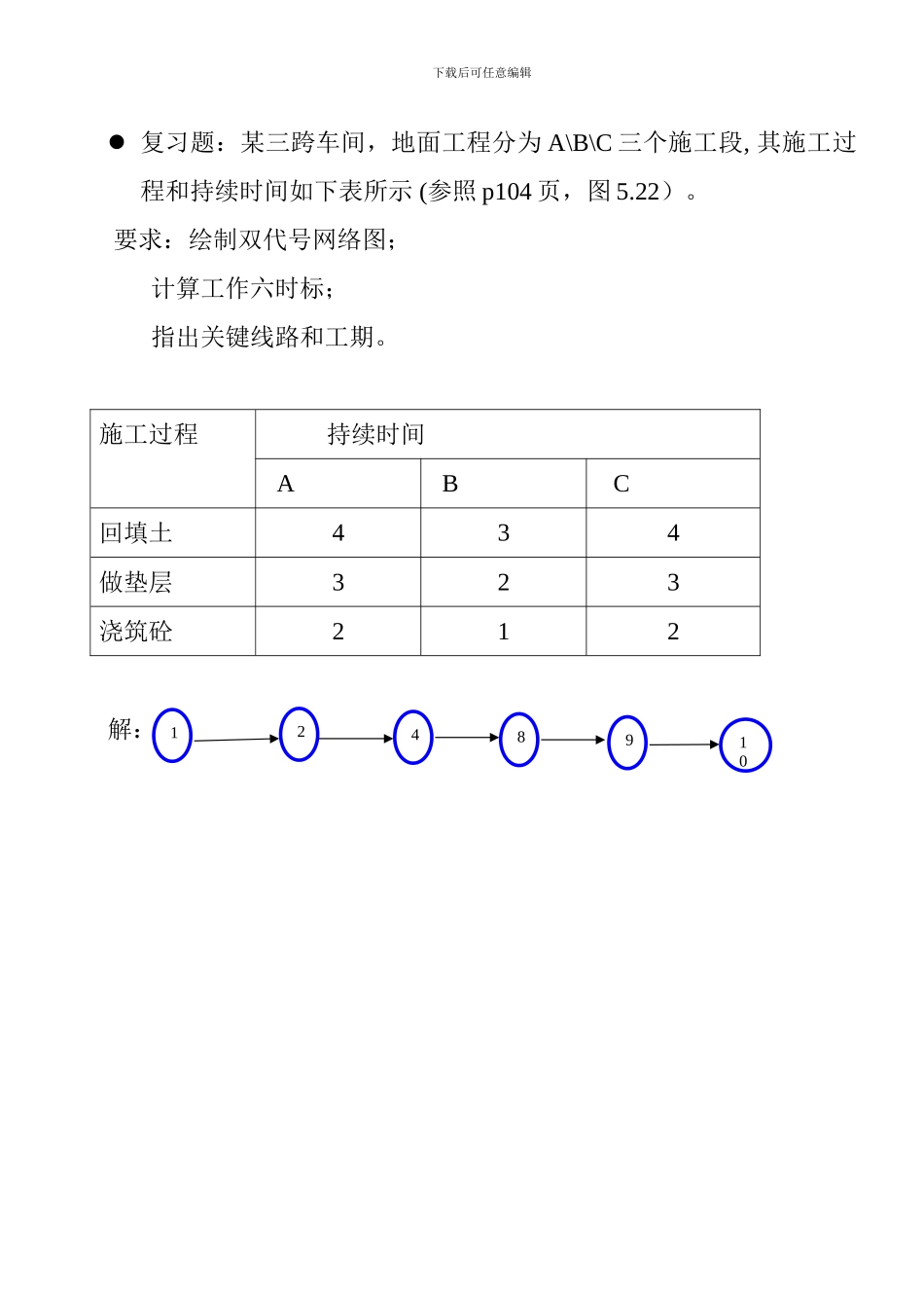 施工组织设计复习题-解题-某三跨车间_第1页