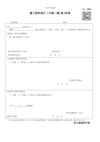 施工组织设计方案报复审表
