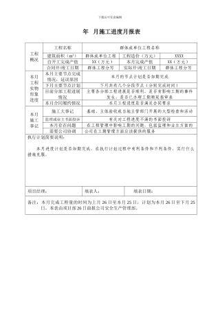 施工进度月报表