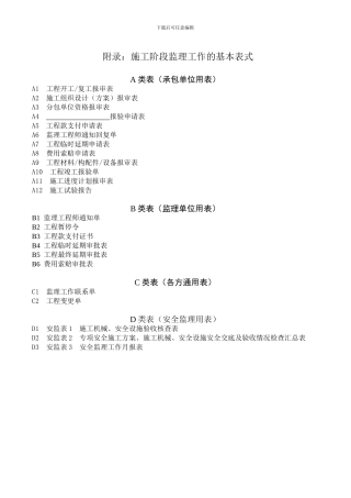 施工阶段监理工作的基本表格