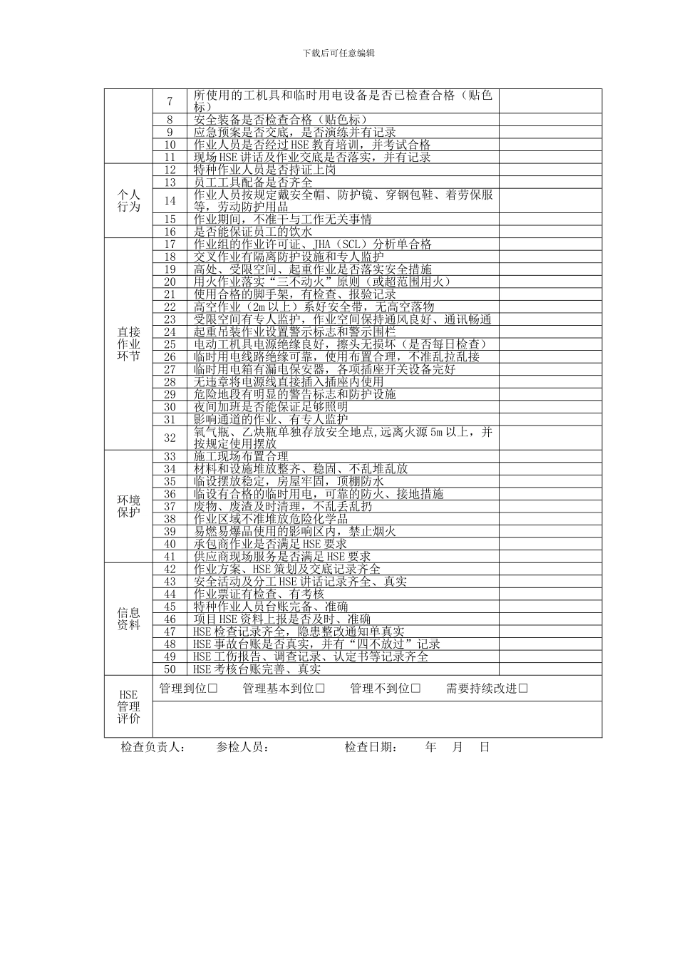 施工项目安全检查表_第2页