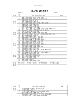 施工项目安全检查表