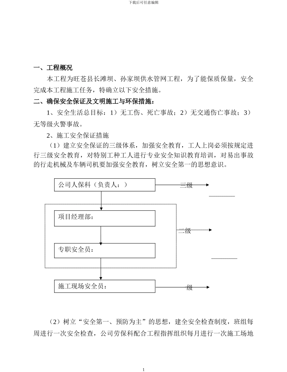 旺苍县长滩坝、孙家坝供水管网工程安全文明施工方案_第2页