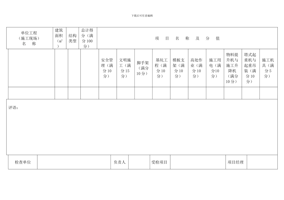 最新JGJ59-2024建筑施工安全检查评分表表格_第2页