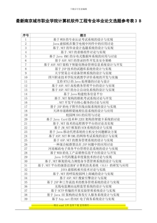 最新南京城市职业学院计算机软件工程专业毕业论文选题参考表3