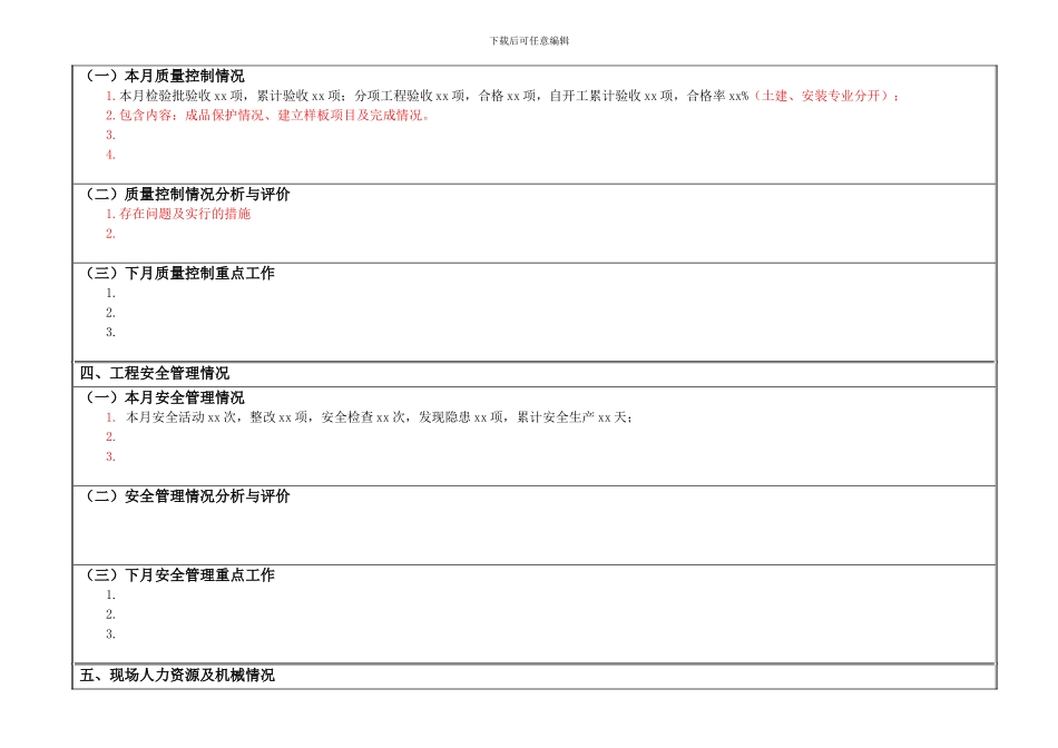 最新施工月报样表1_第3页