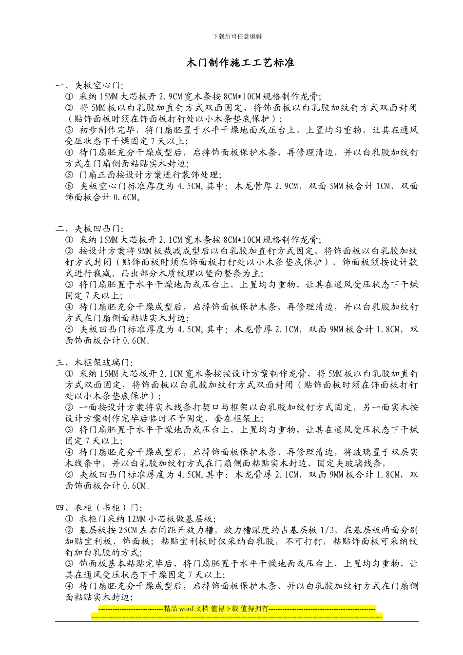 木门制作施工工艺标准_第1页