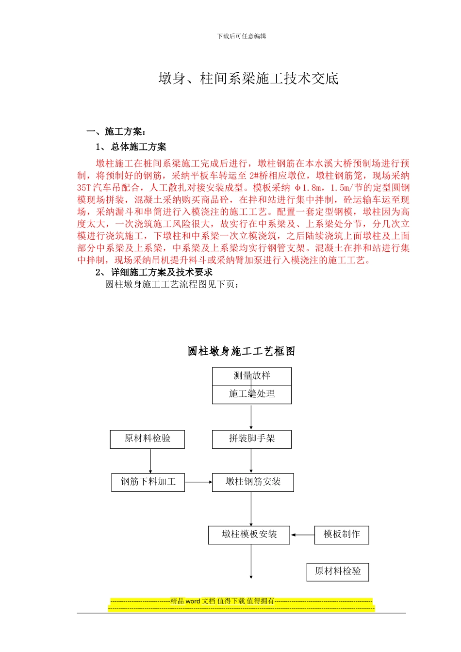本水溪2号大桥桥墩墩身及柱间系梁施工技术交底_第1页