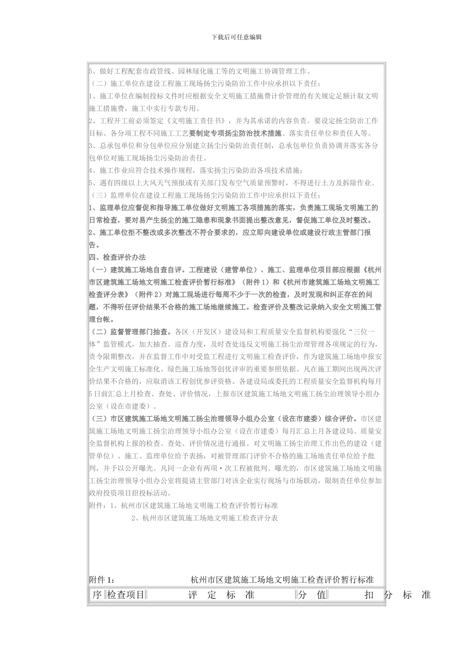 杭州市区建筑工地现场文明施工检查评价暂行办法_第2页