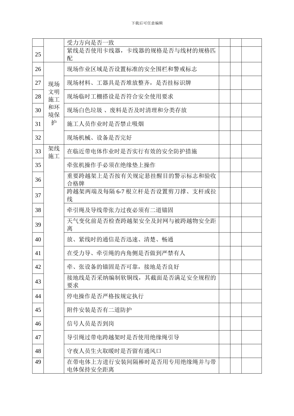 架线工程施工现场日常安全巡视检查记录_第2页