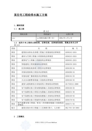 某住宅工程给排水施工方案.doc