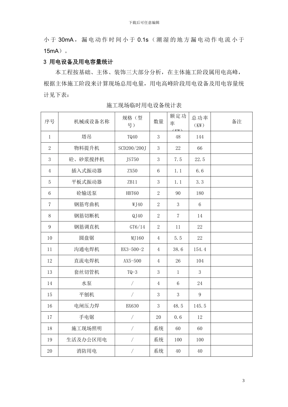 某大厦临时用电施工方案采用需要系数法精确计算_第3页