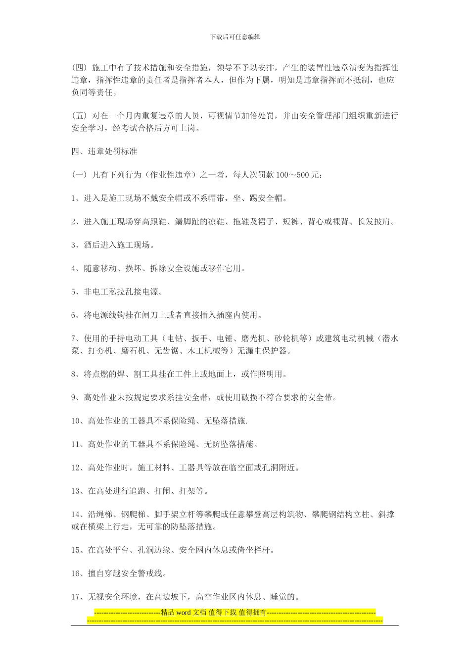 某项目施工安全违章处罚细则_第2页