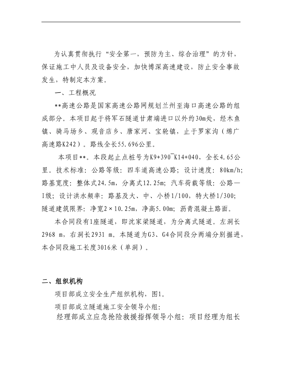 某项目隧道施工安全技术方案专项方案_第1页