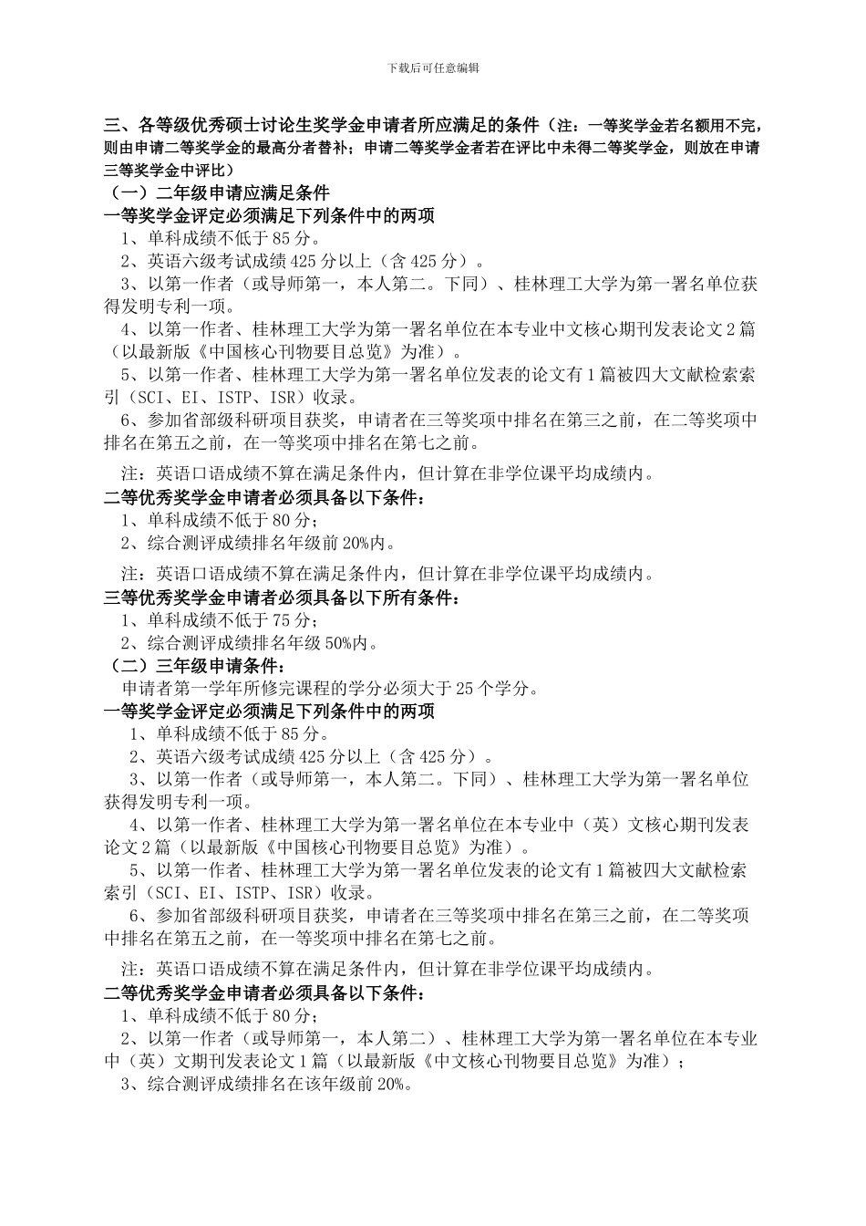 桂林理工大学土木与建筑工程学院硕士研究生奖学金评定条例实施细则202430510_第2页