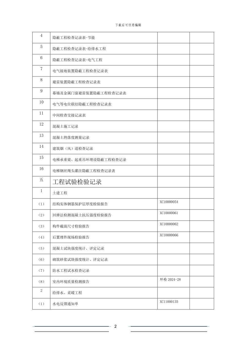 档案移交目录-建筑主体工程_第2页