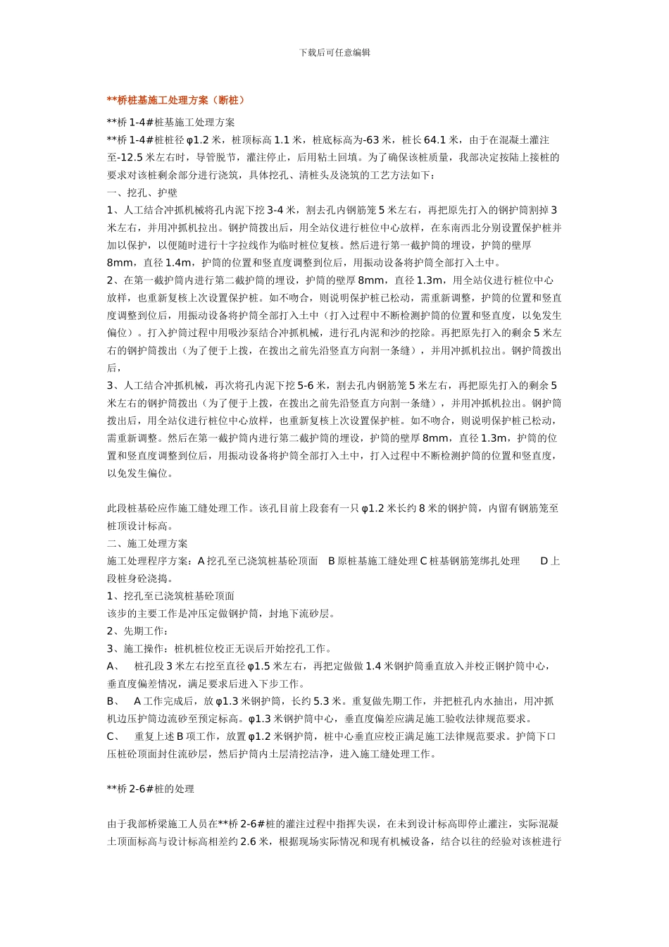 桥桩基施工处理方案_第1页