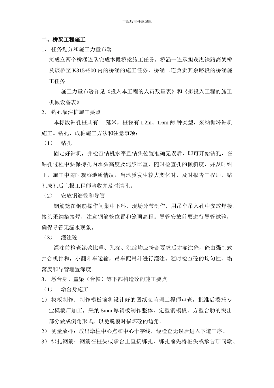 桥梁工程施工方案范本_第1页