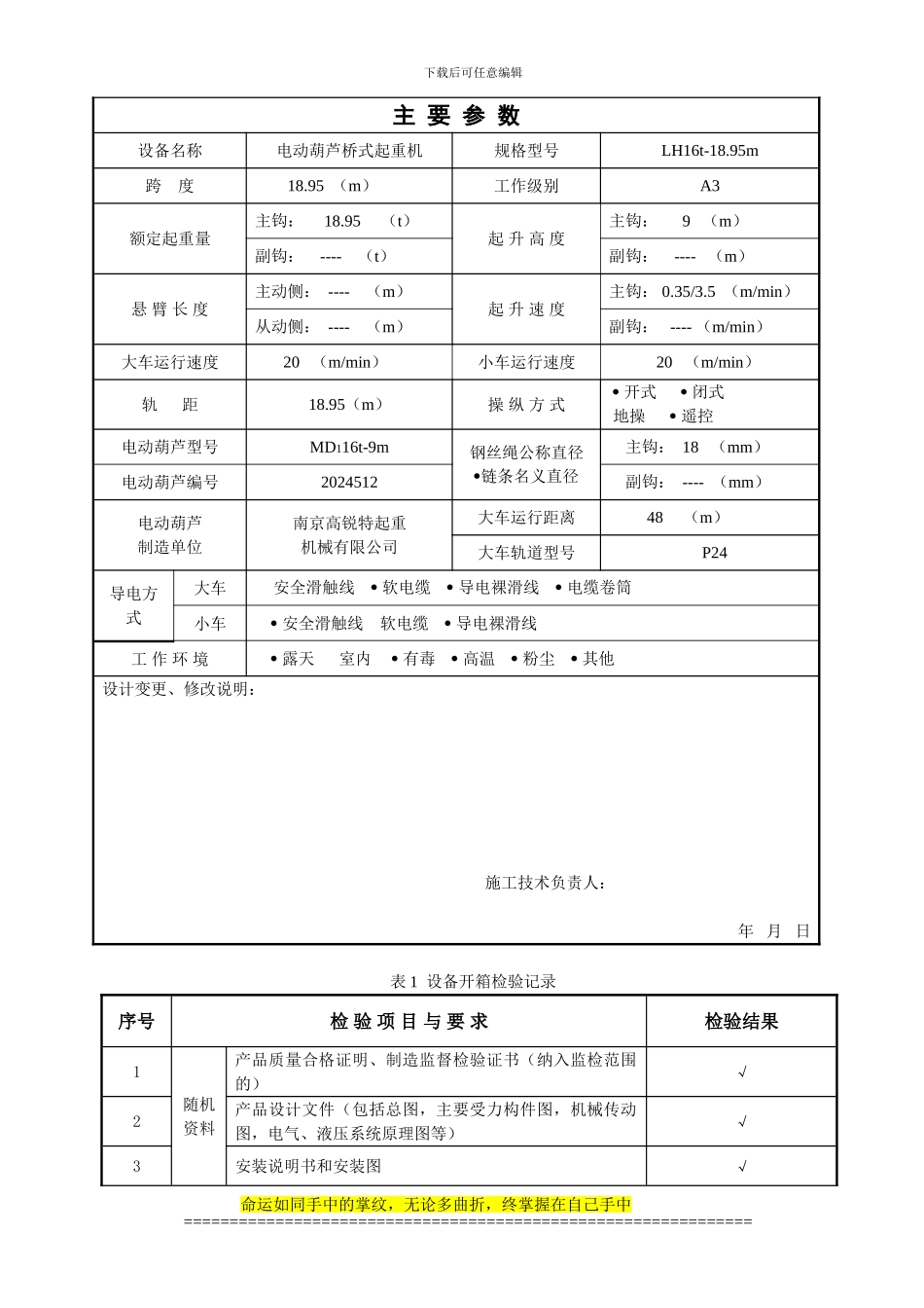桥门式起重机施工过程自检报告_第3页