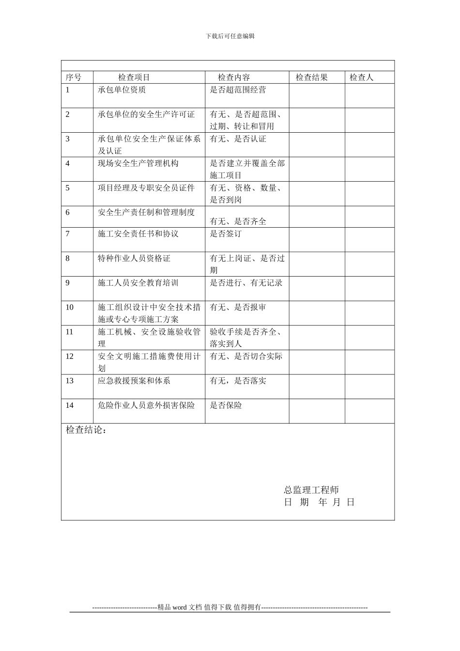 检查施工现场安全管理纪律记录表_第2页