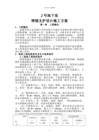 楠极地商业公寓楼基坑降水、喷锚支护及土方开挖设计施工方案