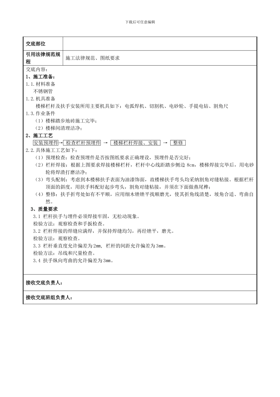 楼梯及室内栏杆焊接施工技术交底_第2页