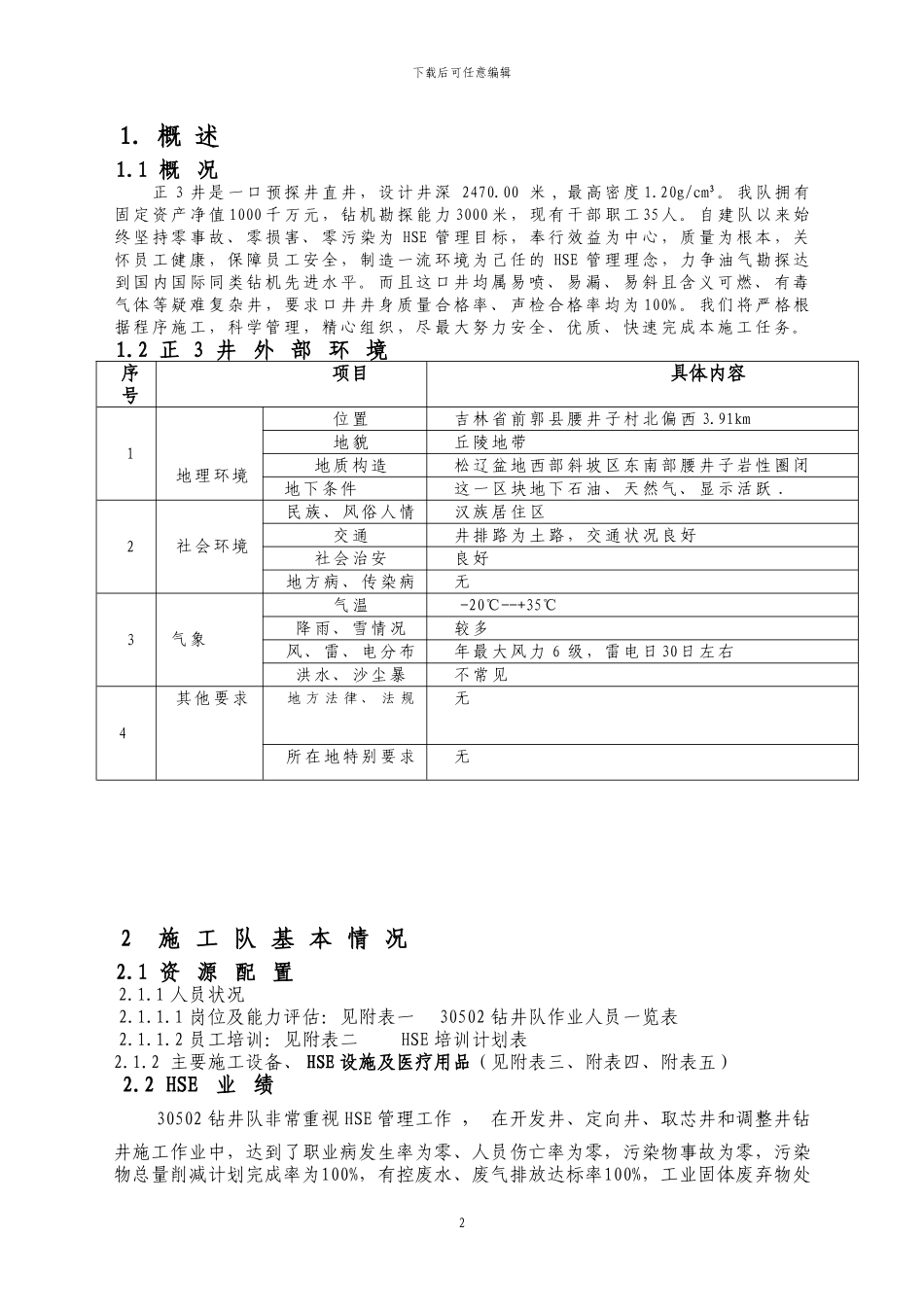 正3井钻井施工作业HSE计划书_第2页