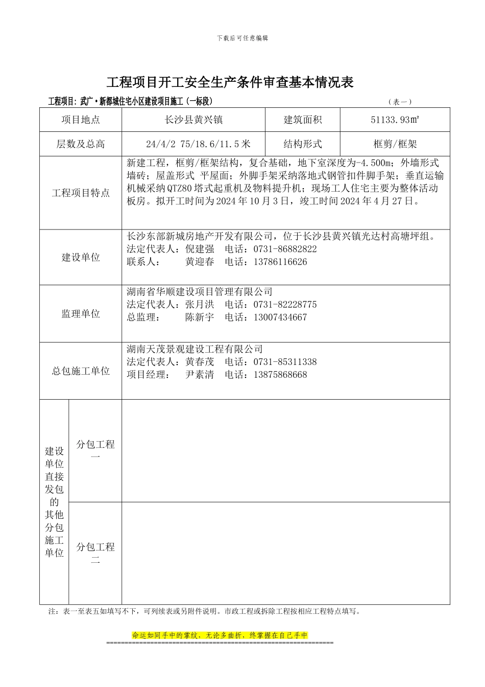 武广·新都城-湖南省建筑工程项目开工安全生产条件审查申请报告1_第2页