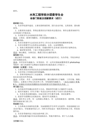 水利工程学院学生会部门职能2024