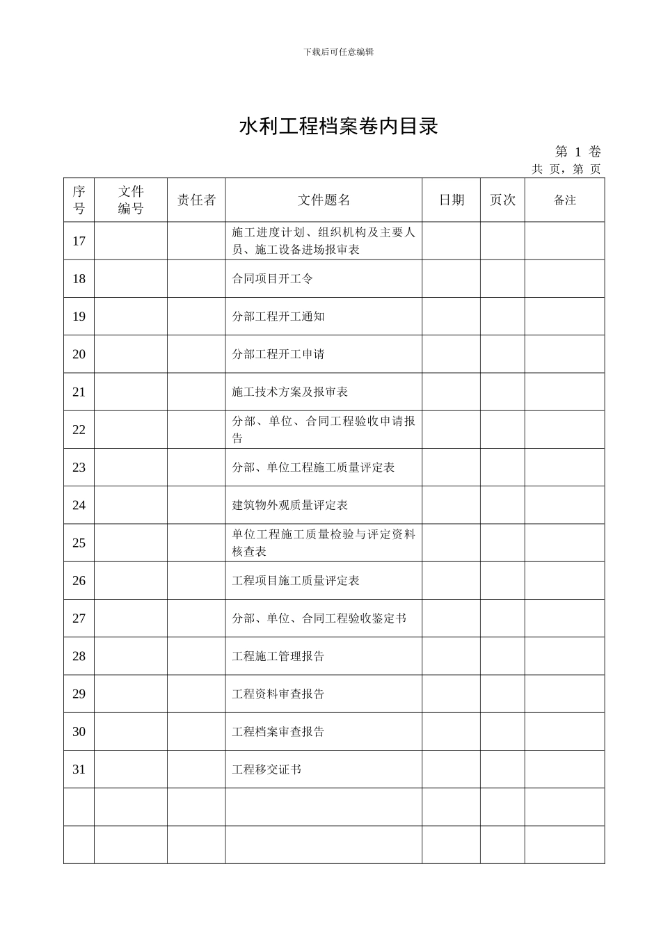 水利工程档案归档目录_第2页