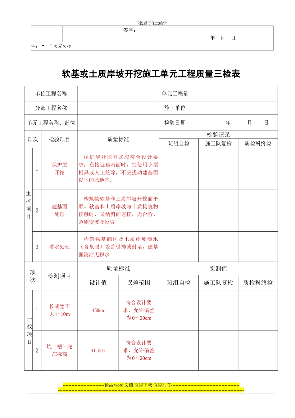 水利水电工程单元施工质量验收评定表及三检表_第2页