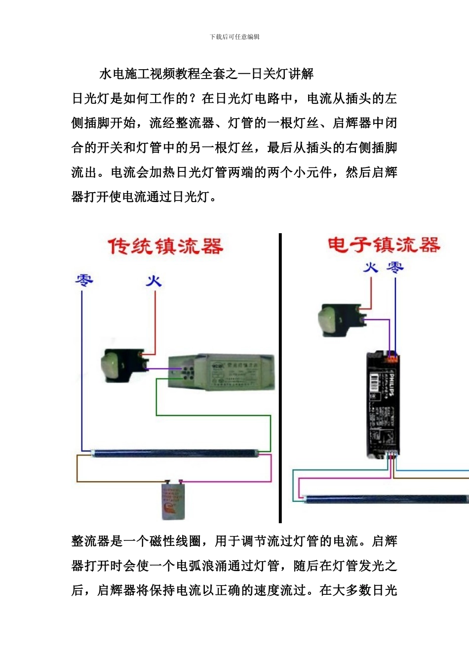 水电施工视频教程全套资料——日光灯接法安装_第1页