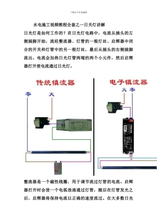 水电施工视频教程全套资料——日光灯接法安装
