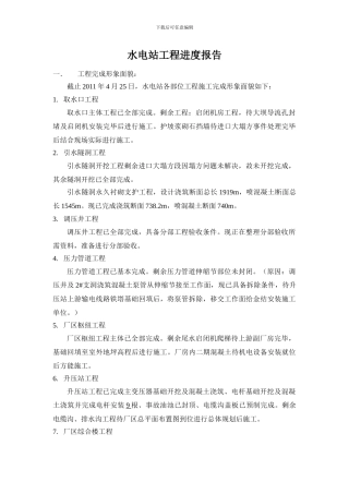 水电站2024年工程进度分析报告