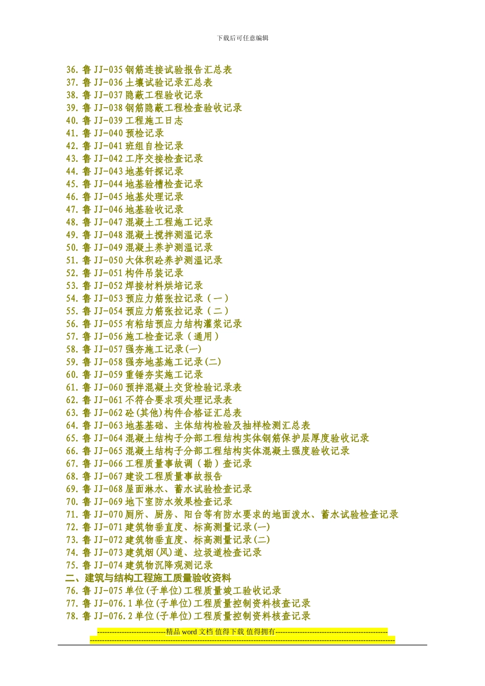 江西省土建单位工程施工技术资料组卷目录及表式_第3页