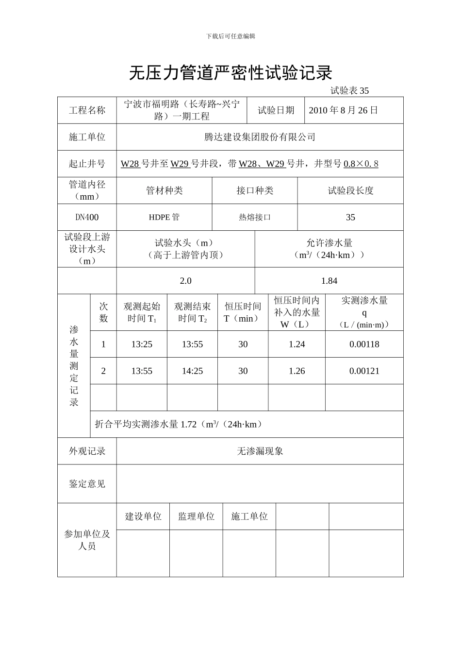 污水无压力管道严密性试验记录_第3页