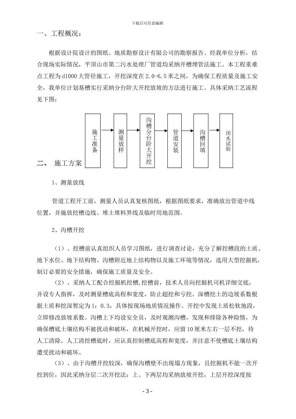 污水管道深沟槽大开挖施工方案_第3页